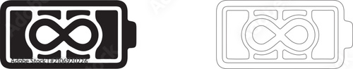 Fotografie Battery with infinity sign vector icon filled and outline, continuous energy and high endurance symbol