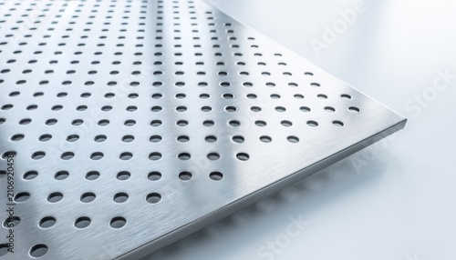 perforated metal sheet on white background