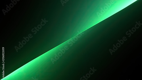 Abstract glowing green light streaks diagonally across a dark background