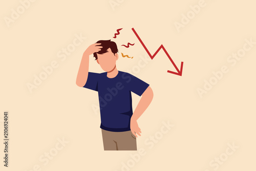 Feeling physically and mentally drained due to prolonged screen time.Digital stress concept. Colored flat graphic vector ilustration isolated