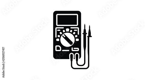 Tableau sur toile digital multimeter silhouette on white background electronics measurement device