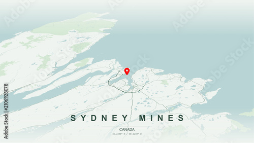 Bild auf Leinwand Modern minimalist vector map of Sydney Mines, Nova Scotia