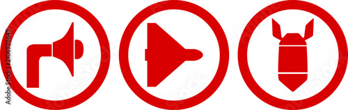 Fotografía Air raid siren icon, danger warning, war, state emergency alert system
