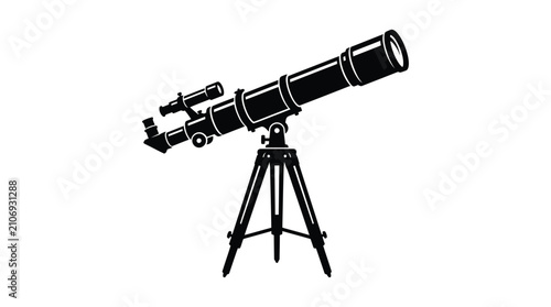 telescope on tripod silhouette astronomy science observation space exploration instrument equipment black