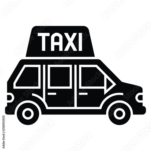 Obraz na plátně Minivan taxis black glyph icon with van side view roomy car modern taxi service