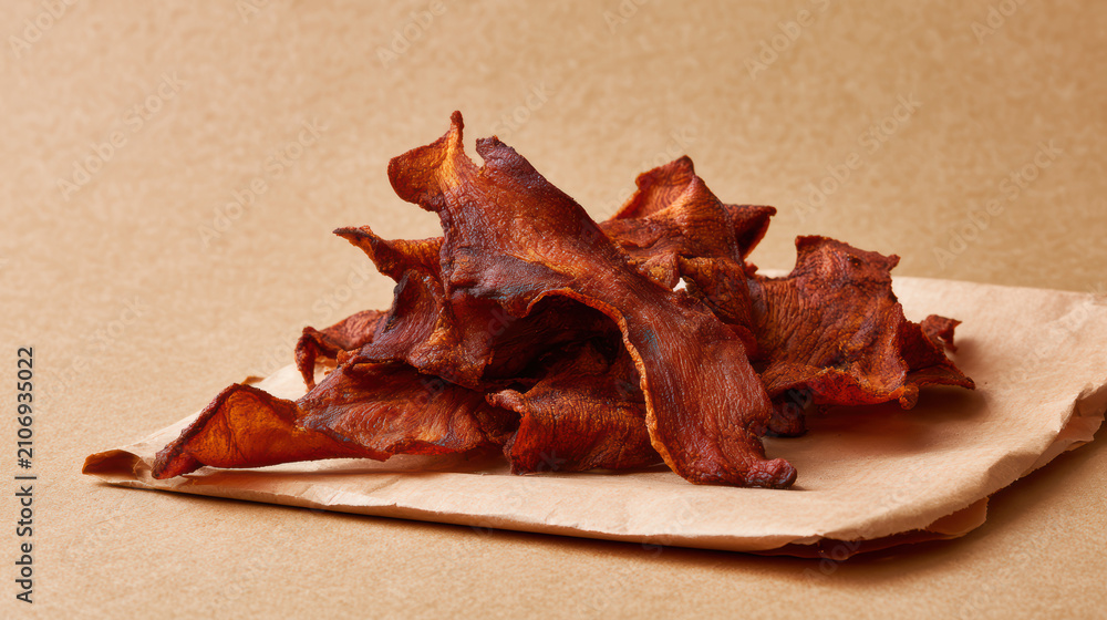 Fototapeta premium innovative mycelium-based mushroom bacon alternative