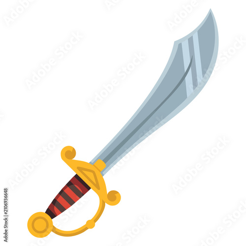 Foto Pirate accessories sword icon in children drawing style isolated on white backgr