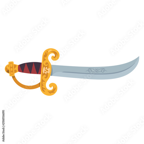 Tableau sur toile Pirate sword icon with children drawing style pirate accessories illustration is