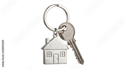 Принти на полотні House shaped keychain with metal keys for real estate purchase property sale and mortgage concept theme