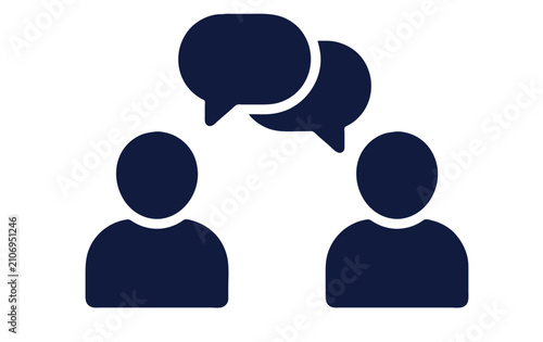 People talking with speech bubbles icon for communication and discussion isolated on transparent background 