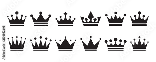 Foto Collection of decorative black crown vector illustrations for classic monarchy and royalty themes