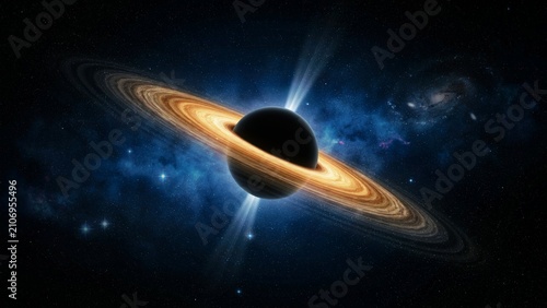 Black Hole with Glowing Accretion Disk in Space
