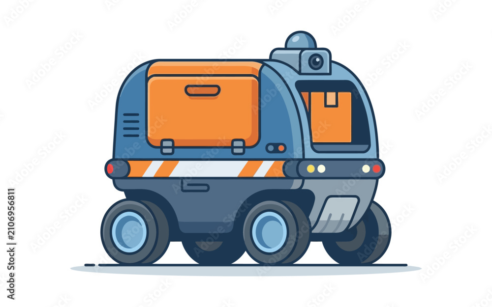Naklejka premium Autonomous Delivery Robot Vector Illustration