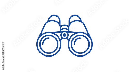 Detailed blue field glasses binoculars icon.
