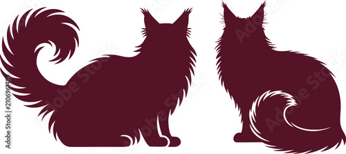 Maine Coon Cat Silhouette Furry Illustration