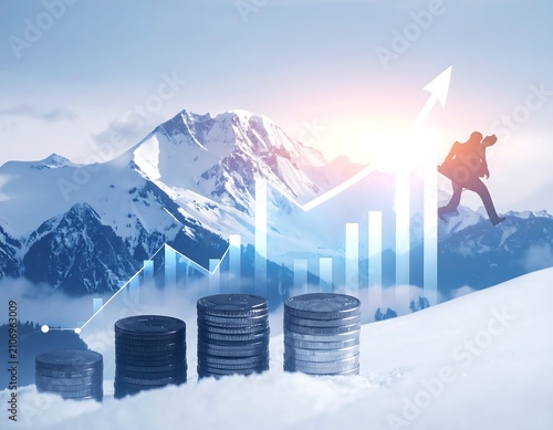 A person climbs towards a bright future with growing finances