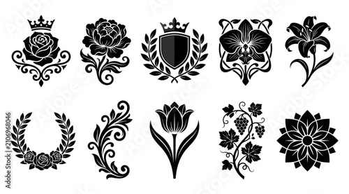 Luxury Floral and Botanical Vintage Elements Vector Set