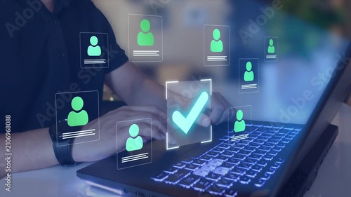 Corporate hiring process with human resources team conducting structured job interviews, evaluating candidates and selecting.