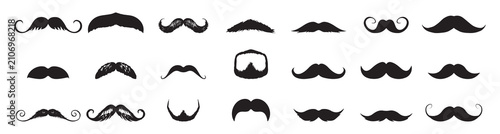 Cuadro en lienzo Black Hipster Mustache Icon Set