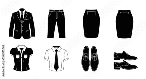 Business Attire Icons Set Professional Office Wear Collection