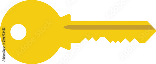 Flat gold key icon for home security or digital access web interface design