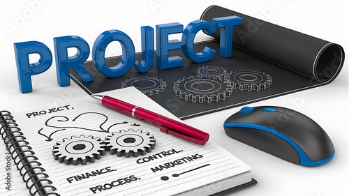 Project management planning concept with business workflow strategy