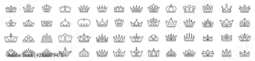Photos Collection of fifty unique crown icons in monochrome line art style