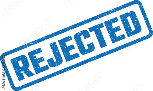 Fotografija Blue rectangular stamp displaying the negative word rejected on a clean white su