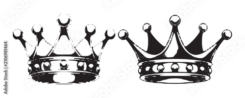 Foto Two ornate crowns vector graphic symbols representing royalty and power icons