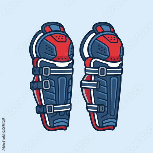 Bild auf Leinwand A pair of protective sports shin guards on a light background