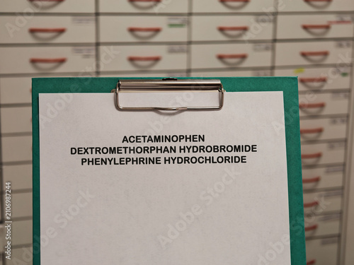 Bild auf Leinwand ACETAMINOPHEN DEXTROMETHORPHAN HYDROBROMIDE PHENYLEPHRINE HYDROCHLORIDE medicati