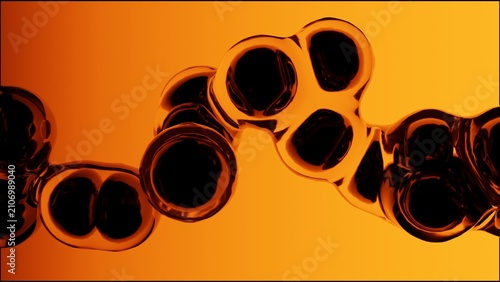 Konstfotografi Abstract Orange Liquid Cells Dividing and Merging
