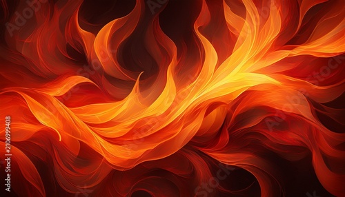 Fiery Orange And Red Flames Create An Abstract Background Texture Of Hot Burning Energy And Light