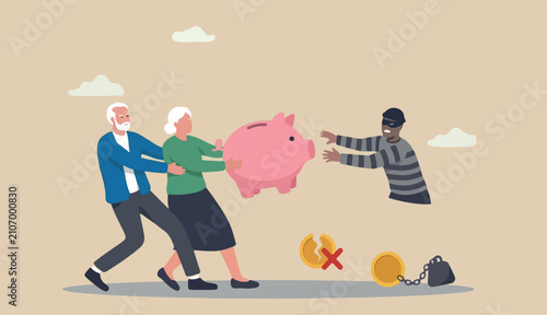 Cuadro en lienzo Protect retirement pension money fraud, Ponzi scheme in to cost tax that impact