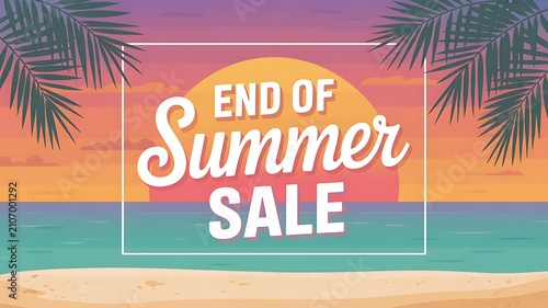 Summer sale banner. Special discount offer to end of season bright design template. Final seasonal clearance promotion vector illustration