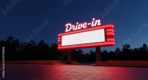 Vintage Drive-in Movie Theater Sign.