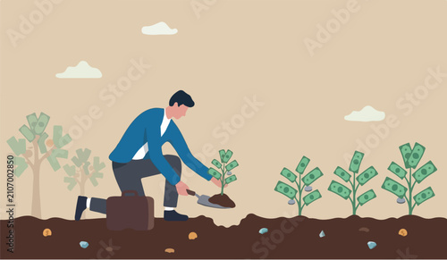 Cuadro en lienzo Investing growing pension fund saving or make profit from retirement fund, growi
