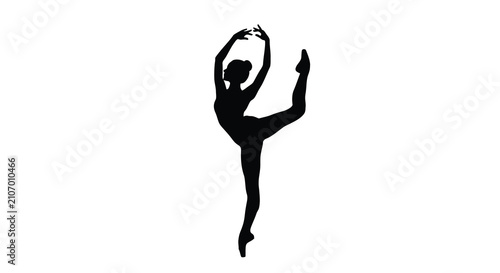 Photos Ballerina silhouette gracefully leaping in a dynamic pose against a plain white