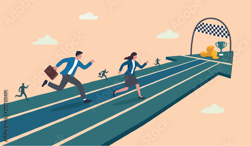 Foto Business competition competitors increase sales for victory, performance compare
