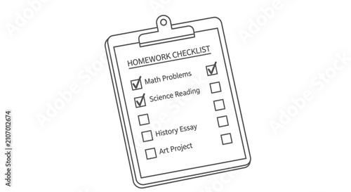 Checklist document with completed tasks and empty boxes for assignments