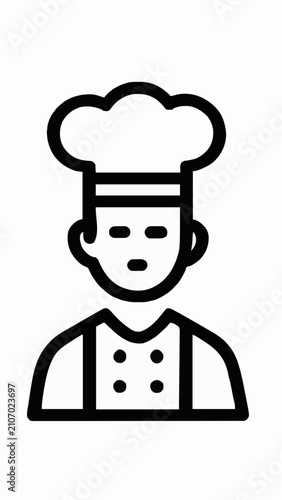 Chef Avatar with Hat Line Icon for Cooking and Restaurant