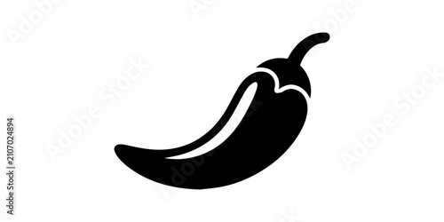 Canvas Print Black silhouette chili pepper icon set showing spicy vegetable designs culinary