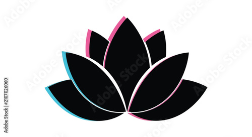Konstfotografi Black lotus flower silhouette with layered chromatic aberration effect