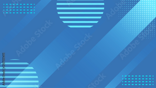 Cool Blue Geometric Abstract Background with Diagonal Stripes Overlapping Circles Halftone Dots Modern Tech Pattern 
