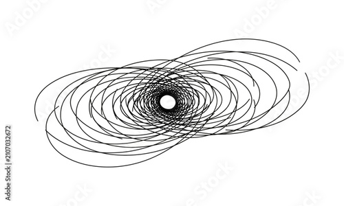 Abstract circular scribble vortex line art.