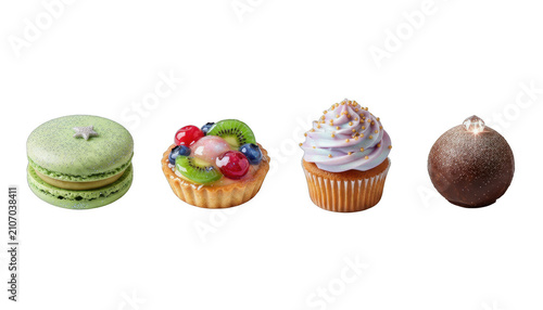Selection of Assorted Colorful Gourmet Pastries and Desserts