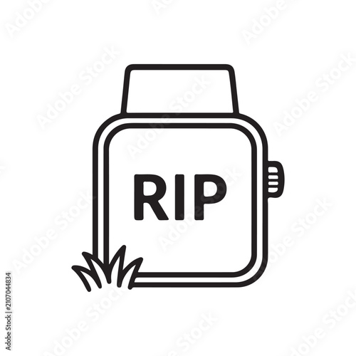 Schilderij op canvas Smartwatch RIP tombstone graphic concept for technology obsolescence and digital