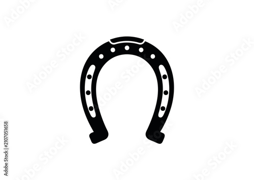 Black Horseshoe Icon Vector Isolated on White Background, Lucky Horse Shoe Good Luck Symbol 