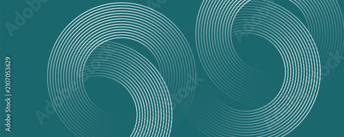 Valokuva Abstract green glowing geometric lines on gray background