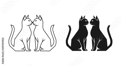 Foto Two cats sitting and kissing affectionately
